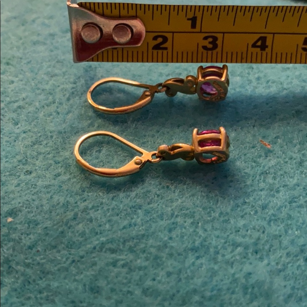 Ss Real Small Diamonds End Ruby Stone Earrings - image 4